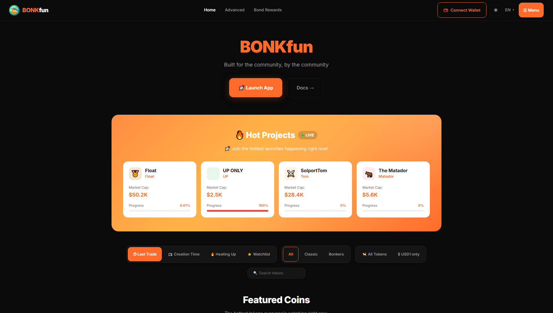 Forensic screenshot of letsbonk-fun.com showing the phishing page layout