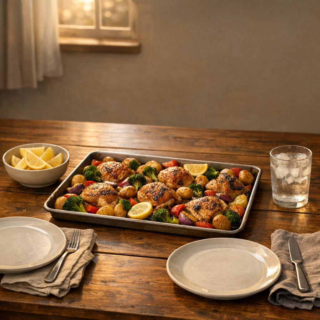 One Pan Chicken Dinner: A Fast Sheet Pan Meal finished dish