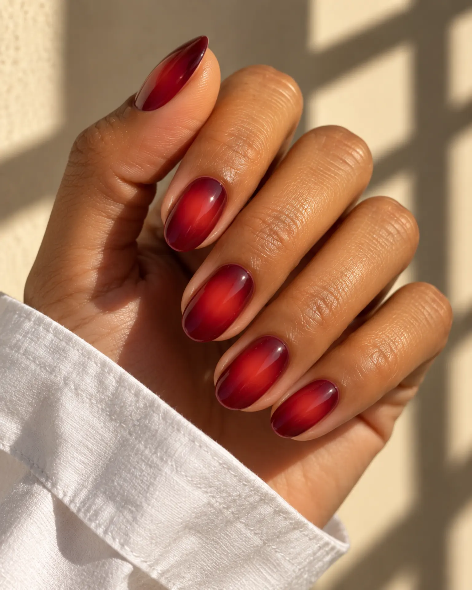 Date Night Tonal Aura Fade manicure inspiration for date night nail ideas