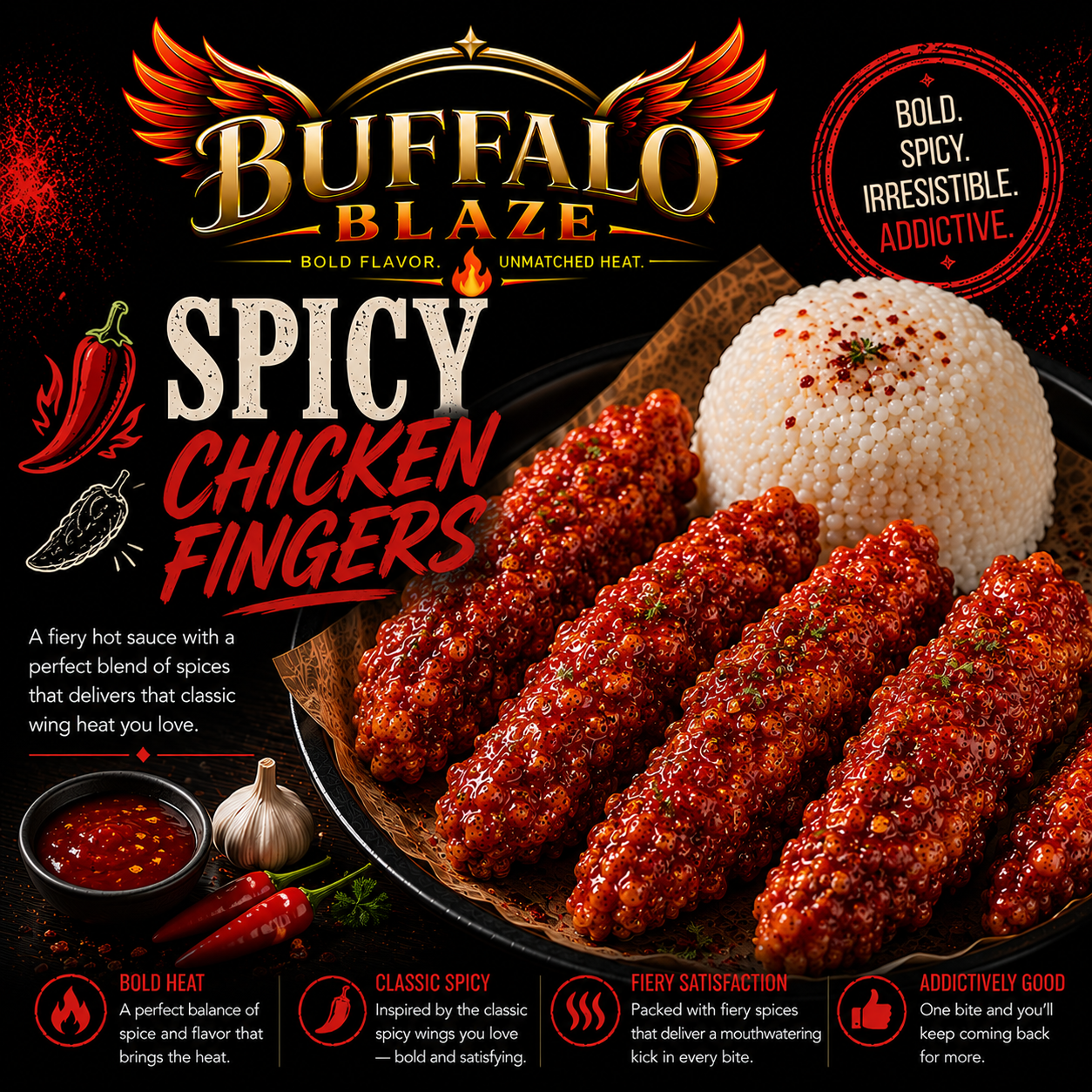 Buffalo Blaze Chicken Fingers Spicy Wings