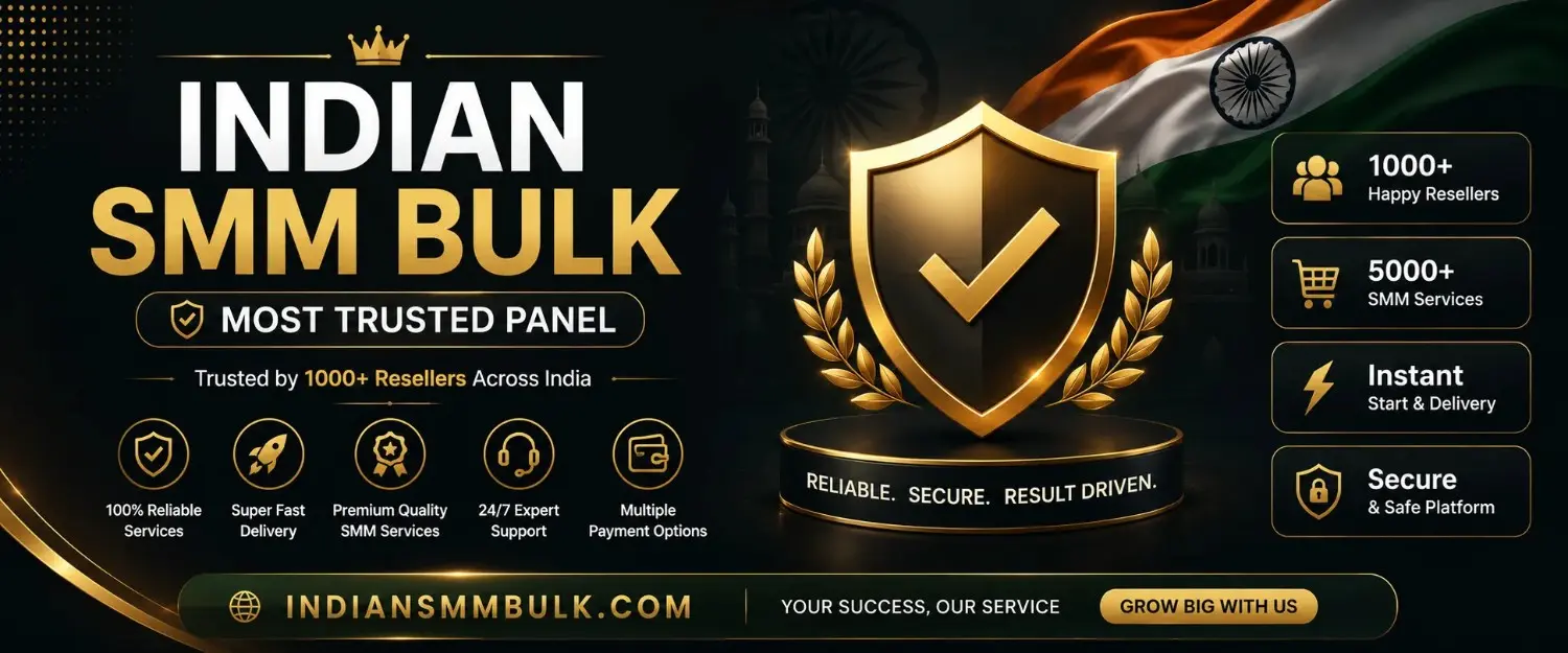 Indiansmmbulk SMM panel dashboard interface showing social media marketing services
