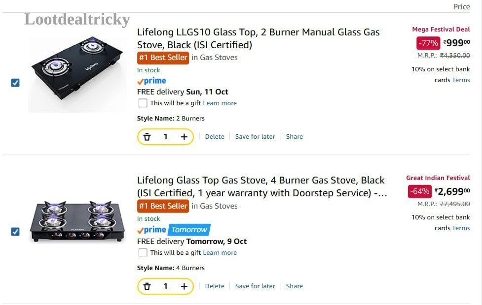 Lifelong Gas Stove | Loot Deal Lifelong Gas Stove | Loot Deal