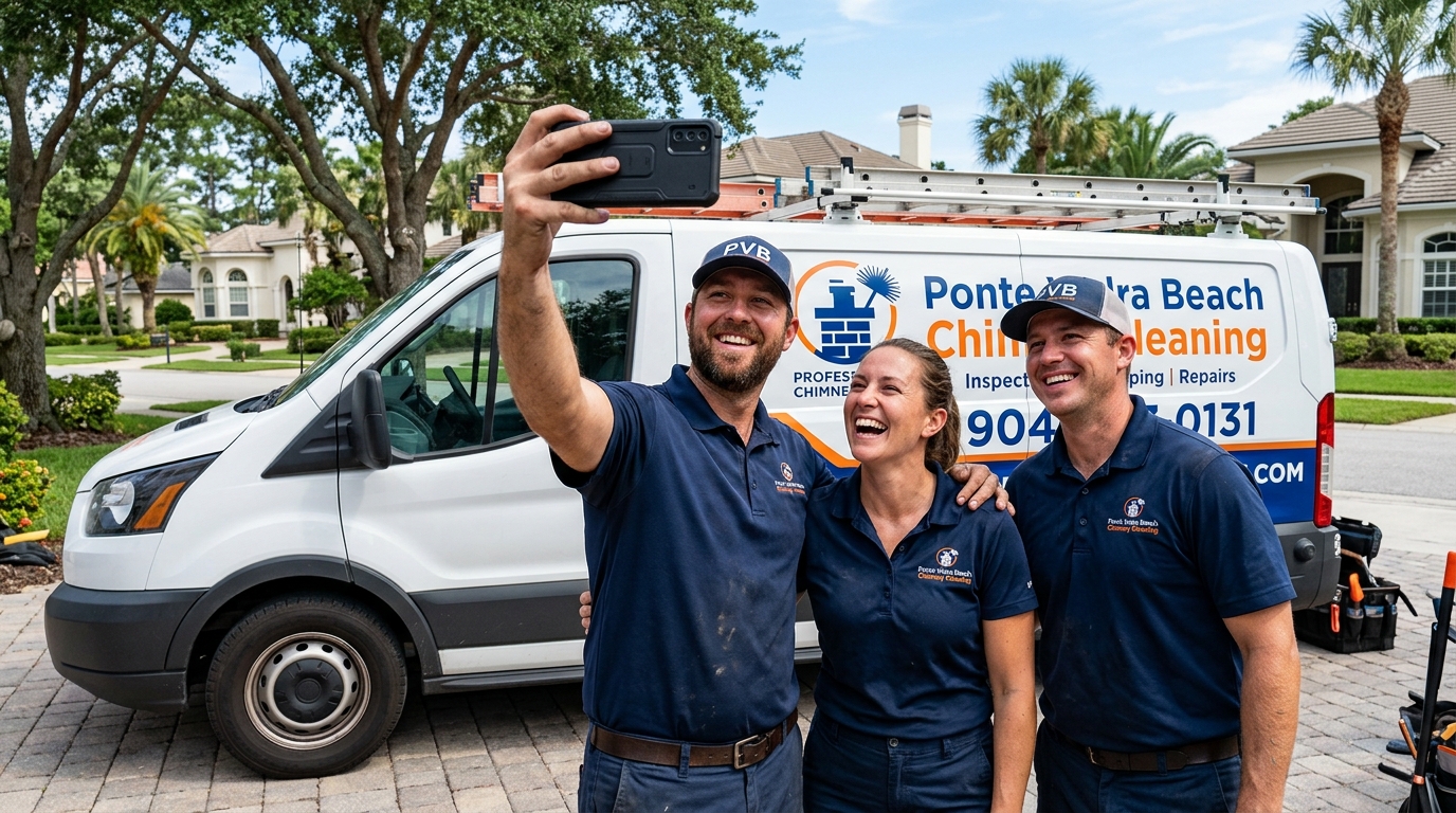 Professional chimney sweep at work in Ponte Vedra Beach FL