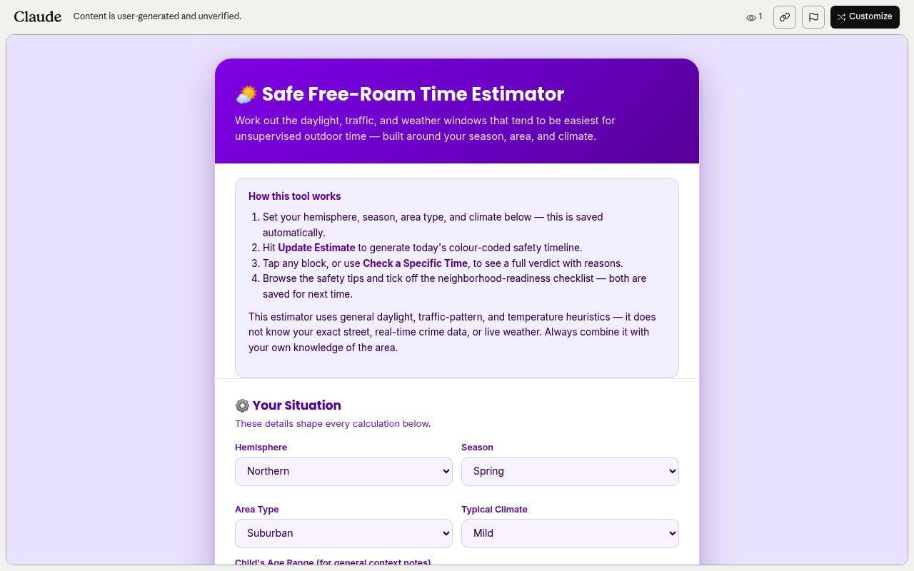 Safe Free-Roam Time Estimator preview