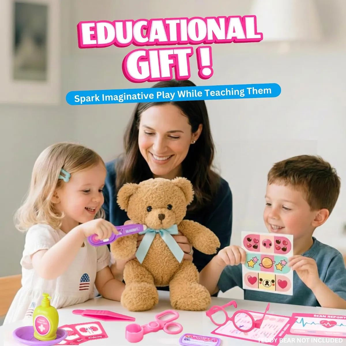 ids Premium Doctor Set Trolley, Pretend Play Doctor Set Trolley, Doctor Kit for Kids Above 3 Years, for Boys & Girls, with Interactive Instruments, Multicolor Bandage Stickers (Pink) - ToyMall Manjeri