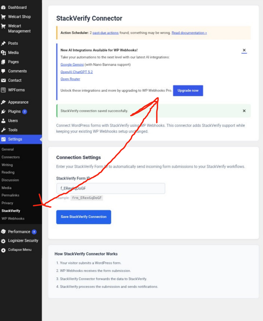 StackVerify WordPress Settings
