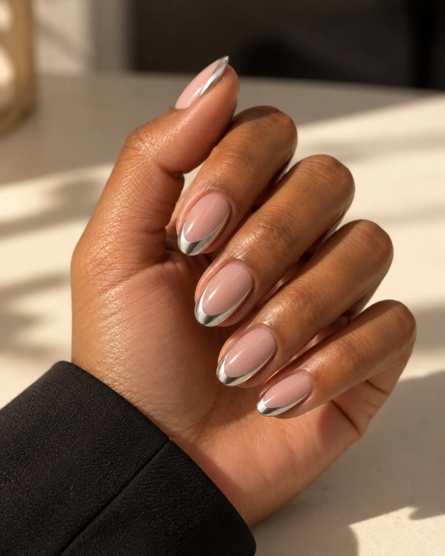 Silver Side French manicure inspiration for birthday nail ideas