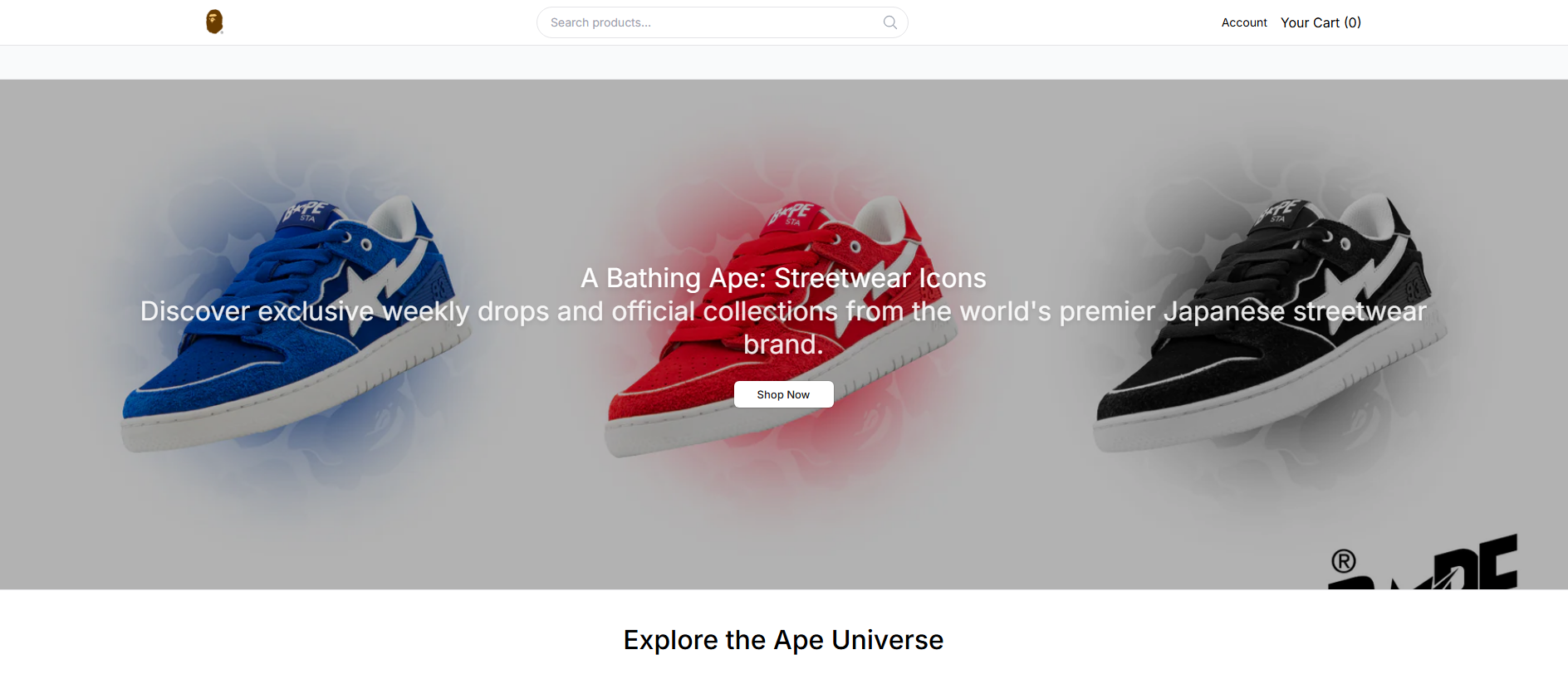 Stored capture of bapeshop.shop