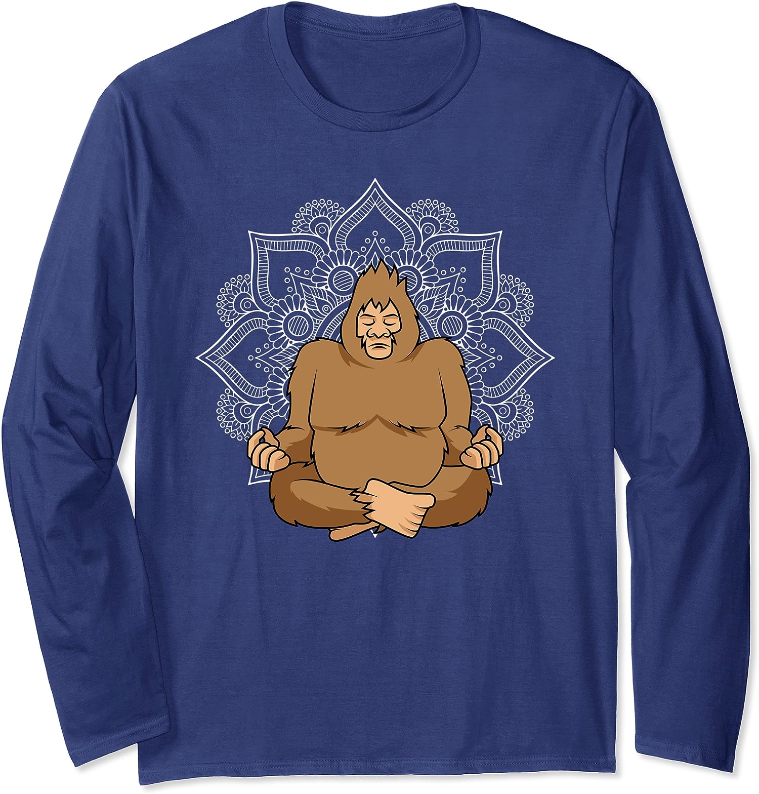 Meditating Bigfoot Sasquatch Believer Mandala Lover Long Sleeve T