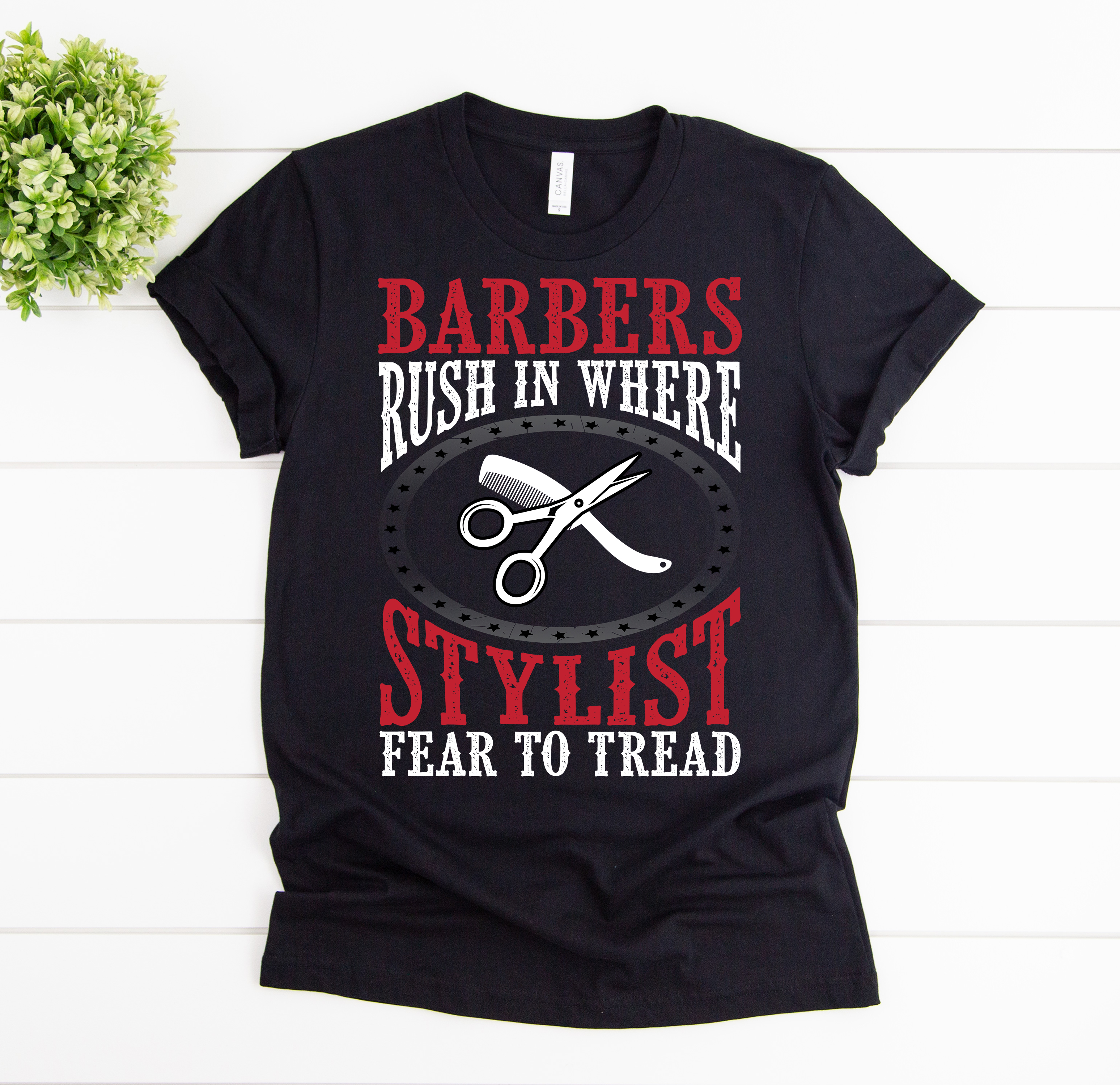 Funny Hairdresser Barber T-Shirt - Will Cut Hair for Wine