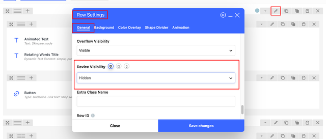 row settings