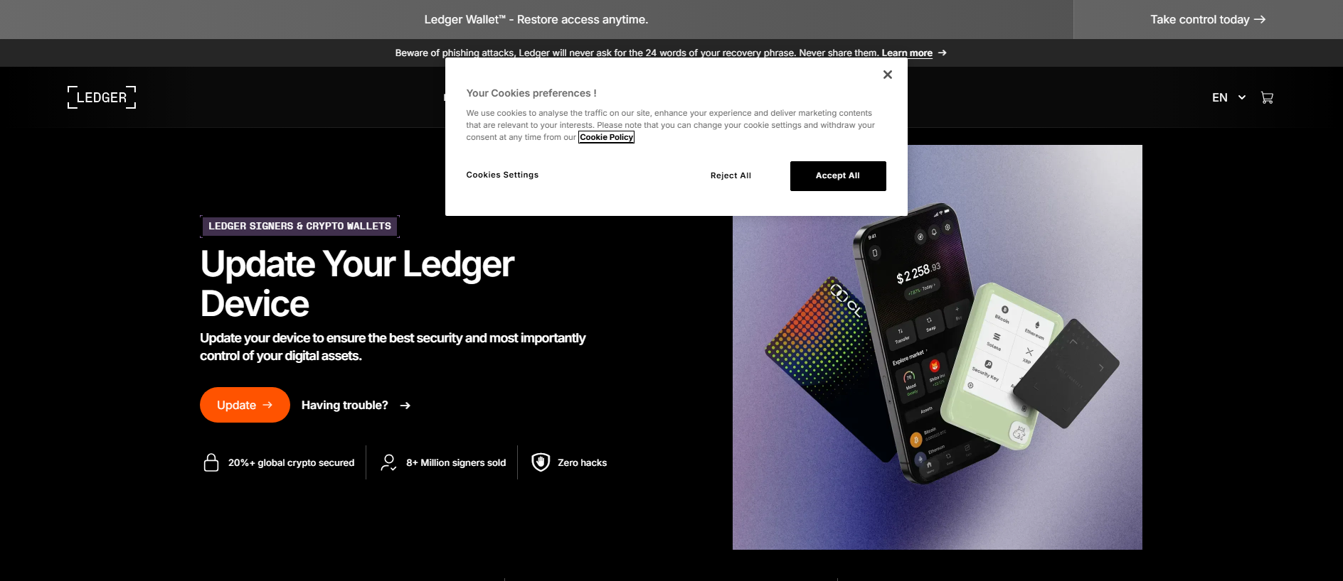 Forensic screenshot of [REDACTED] showing the phishing page layout