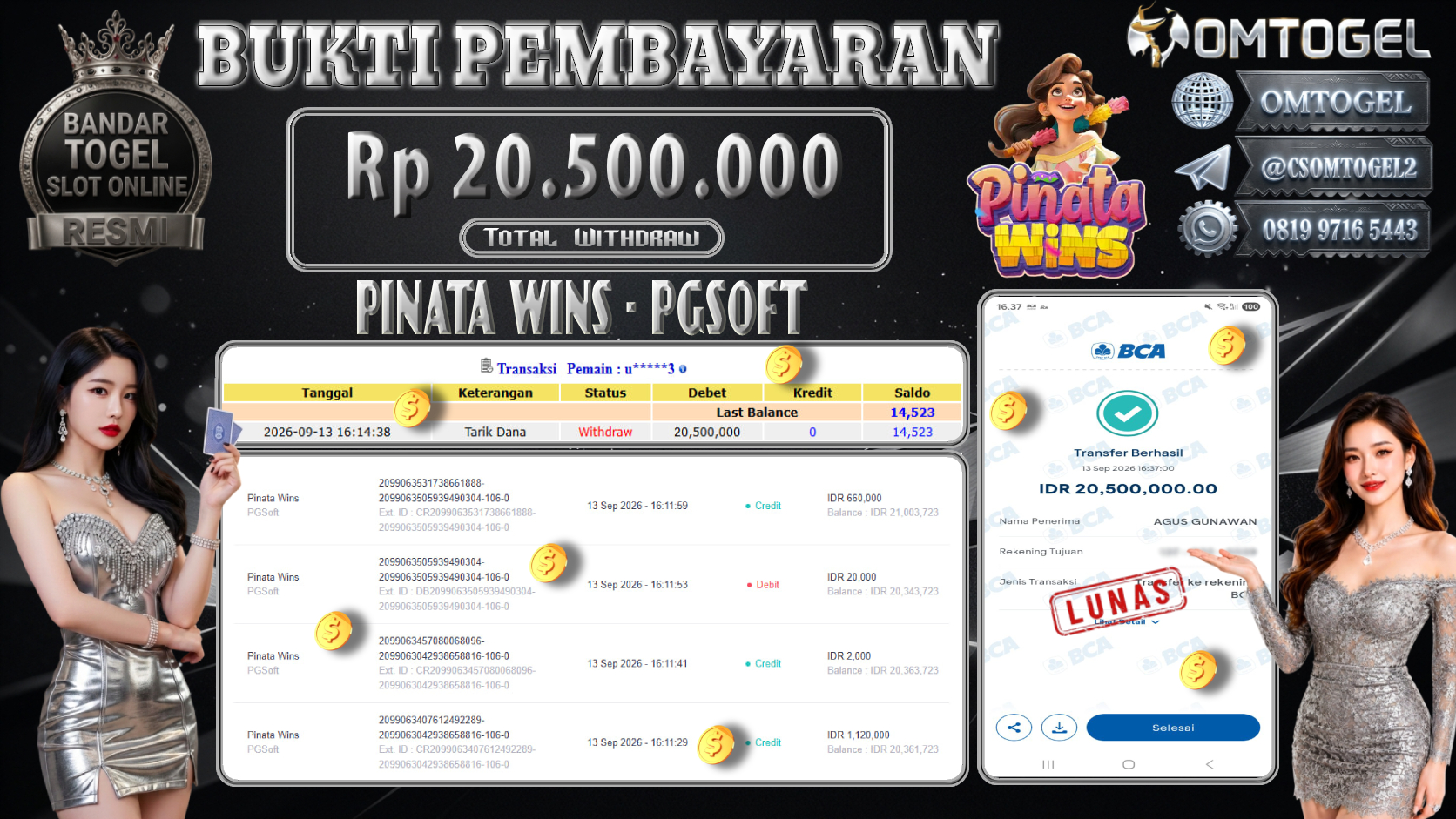 OMTOGEL JACKPOT PG SOFT MAHJONG WINS Rp.20,500,000,- DIBAYAR LUNAS