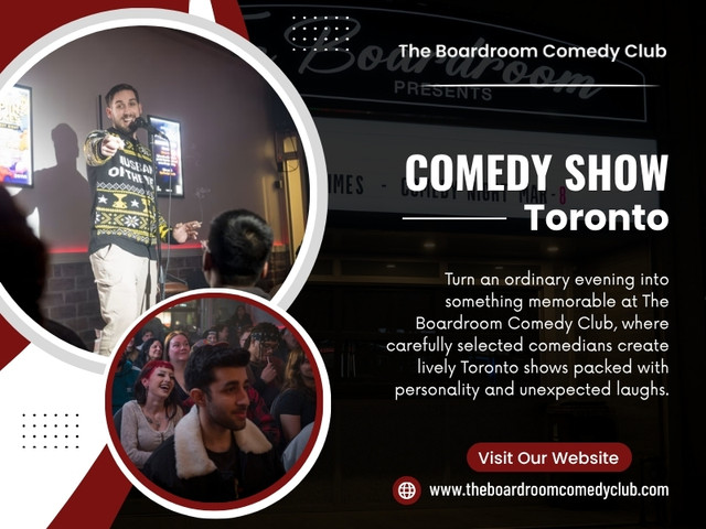 A Comedy show Toronto can bring friends, couples, and even solo visitors together through something wonderfully uncomplicated: laughter. And if you are ready to trade another predictable evening for something livelier, Stand up comedy Toronto may be exactly the change your weekend needs.

The Boardroom Comedy Club Toronto
Address:1350 St Clair Ave W, Toronto, ON M6E 1C4, Canada
Phone: +14168348654

Find us on Google Map: https://maps.app.goo.gl/vtnh9Yb8t34dWcRn7

Read Our Blog:
https://theboardroomcomedyclub.mystrikingly.com/blog/comedy-club-toronto
https://theboardroomcomedyclub.weebly.com/blog/stand-up-comedy-toronto
https://6a70529ae3971.site123.me/the-boardroom-comedy-club/comedy-club

More Links:
https://allmyfaves.com/theboardroomcomedyclub
https://www.magcloud.com/user/theboardroomcomedyclub
https://vimeo.com/theboardroomcomedyclub