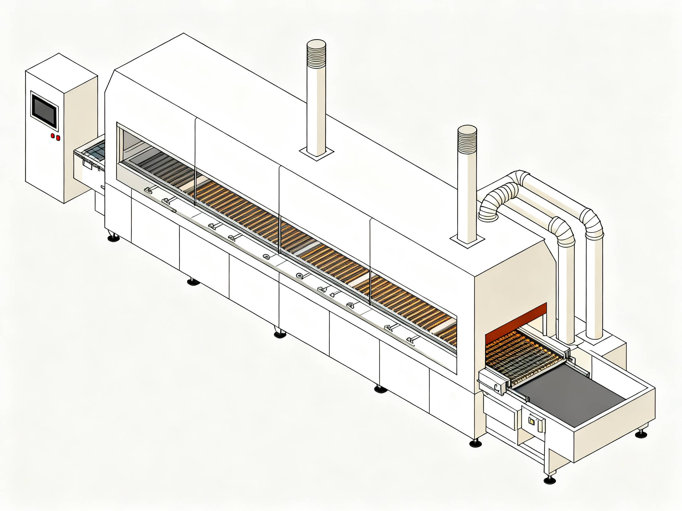 Common components of a batch reflow oven.