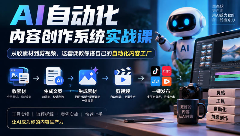 AI自动化内容创作系统实战课，教你搭建自己的内容工厂