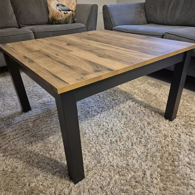 Raw image of a simple wooden table before editing.