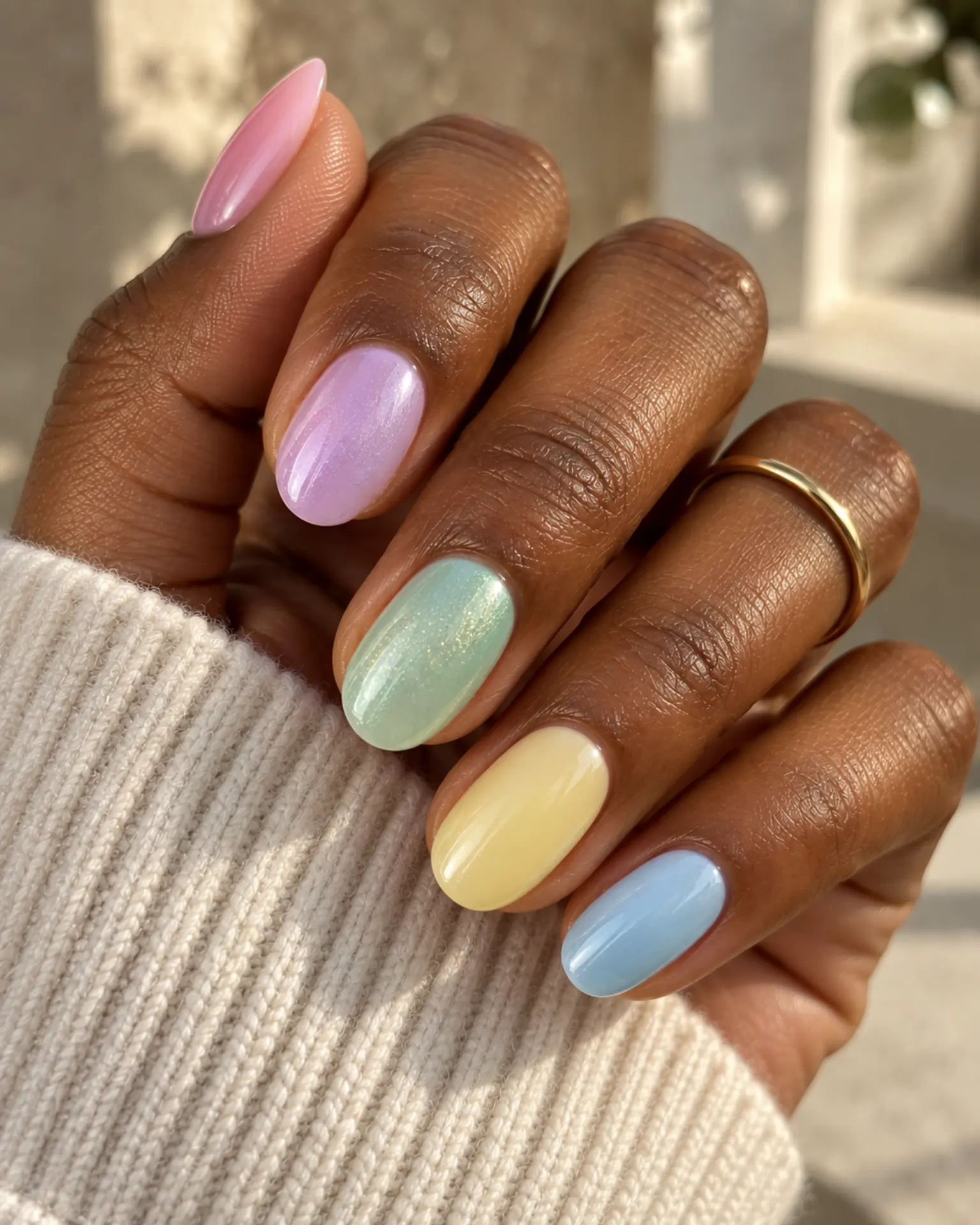 Mint Shimmer Accent manicure inspiration for Easter nail ideas