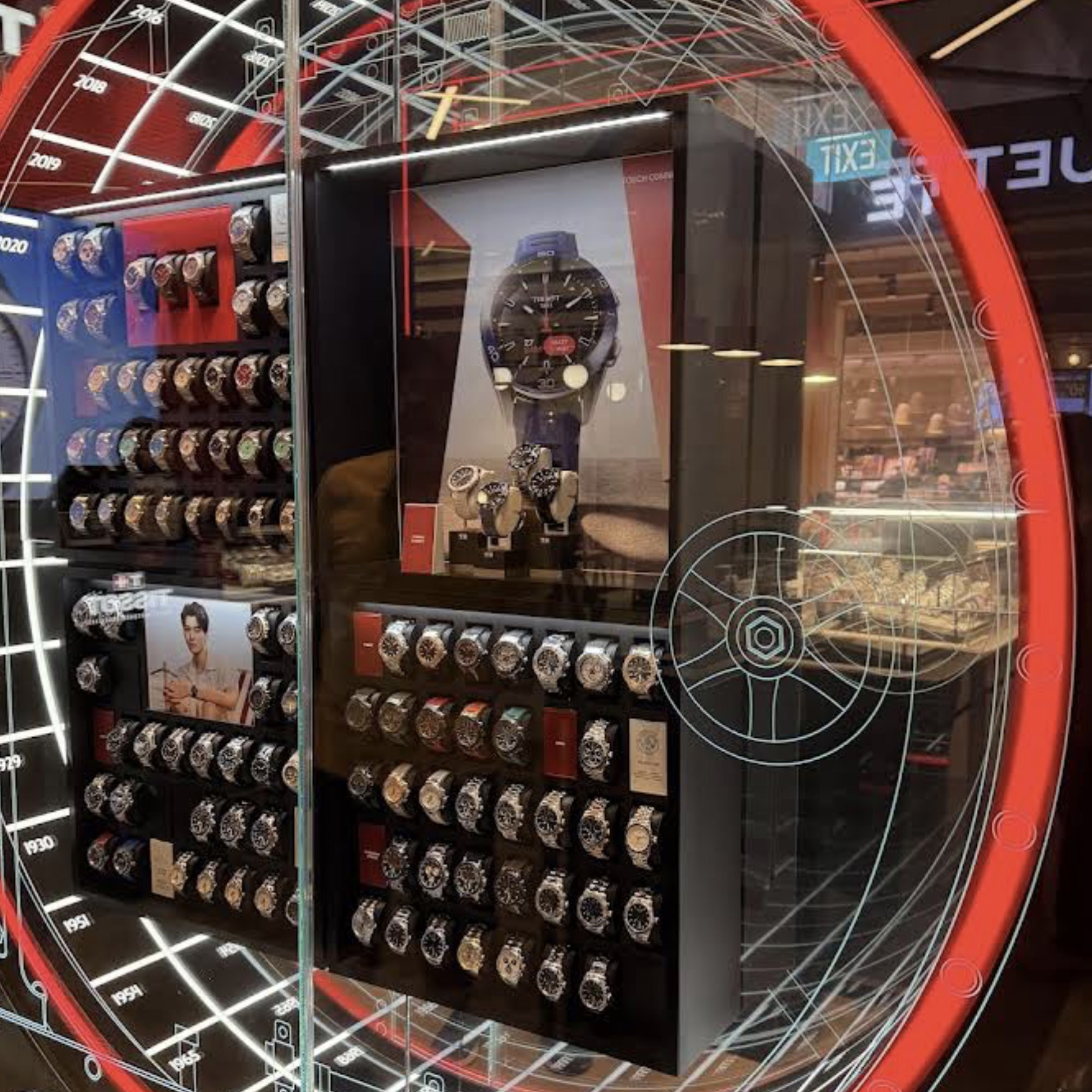 Tissot Seastar and PRX watches on display at PLQ Mall boutique
