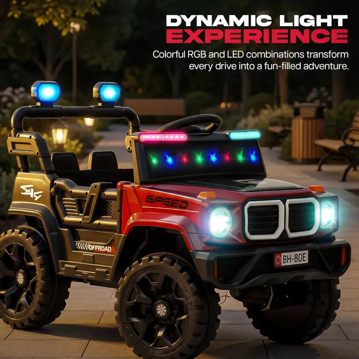 80 E Operated Jeep for Kids with Parental Control | Kids Electric Battery Car with 4x4 Motors, RGB Lights & Music | Rechargeable Electric Ride on Toy Car for Kid 1 to 6 Years photo 7