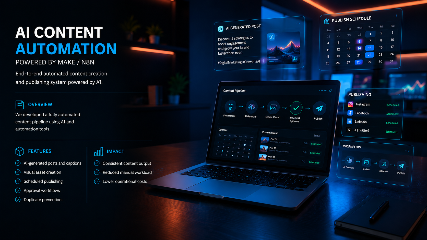 AI Content Automation (Make / n8n)
