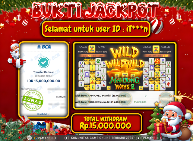 PAMANSLOT JACKPOT Game PG Mahjong Ways 2 Rp.15,000,000- LUNAS