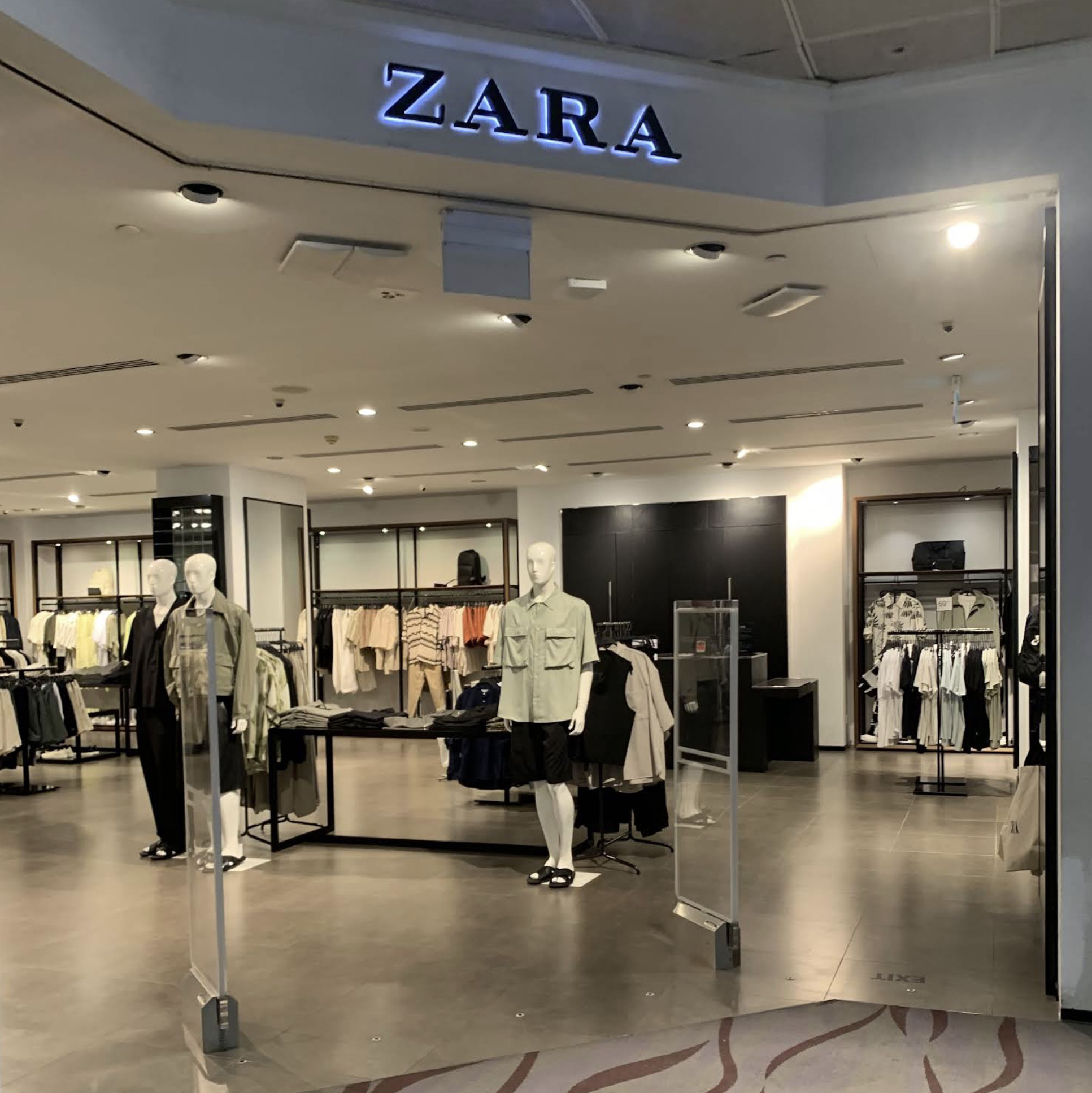 ZARA menswear and tailoring section