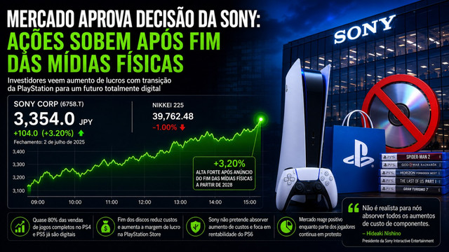 Mercado aprova decisão da Sony: ações sobem após fim das mídias físicas