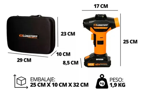 Detalle de pantalla digital del compresor inalámbrico Lüsqtoff