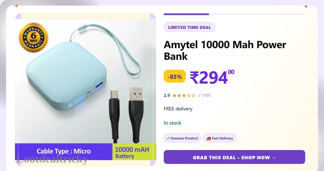 amytel 10000 Mah – Just ₹294 | Loot Deal amytel 10000 Mah – Just ₹294 | Loot Deal