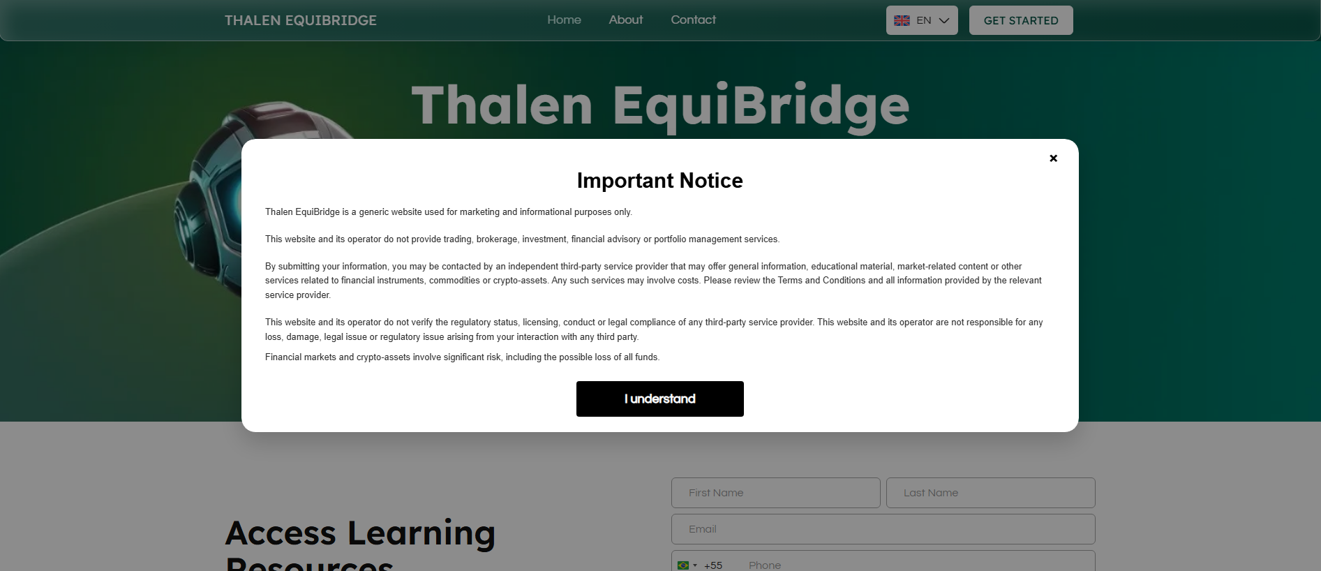 Screenshot of thalenequibridge.live