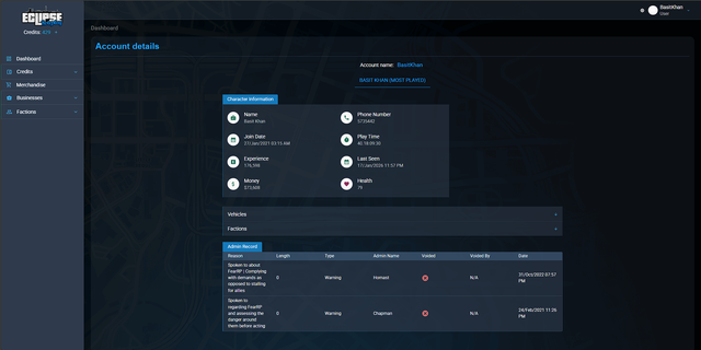 Admin panel