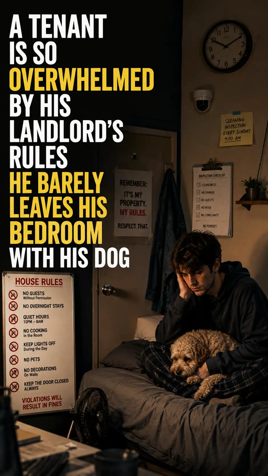 A Tenant Is So Overwhelmed by His Landlord’s Rules He Barely Leaves His Bedroom With His Dog A Tenant Is So Overwhelmed by His Landlord’s Rules He Barely Leaves His Bedroom With His Dog