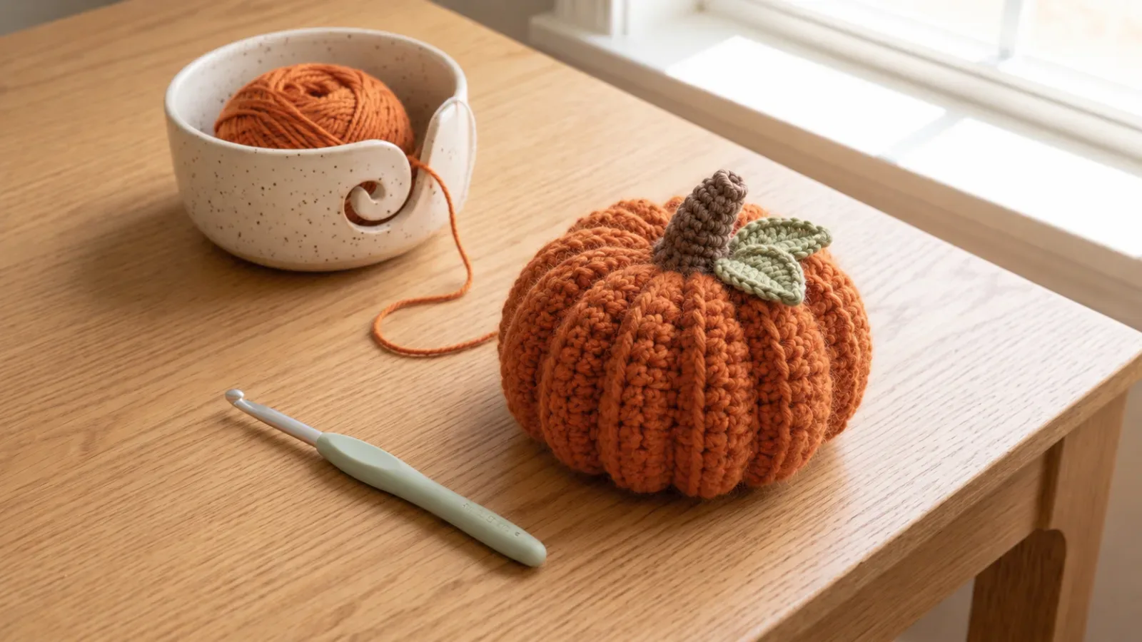 Easy Ribbed Crochet Pumpkin