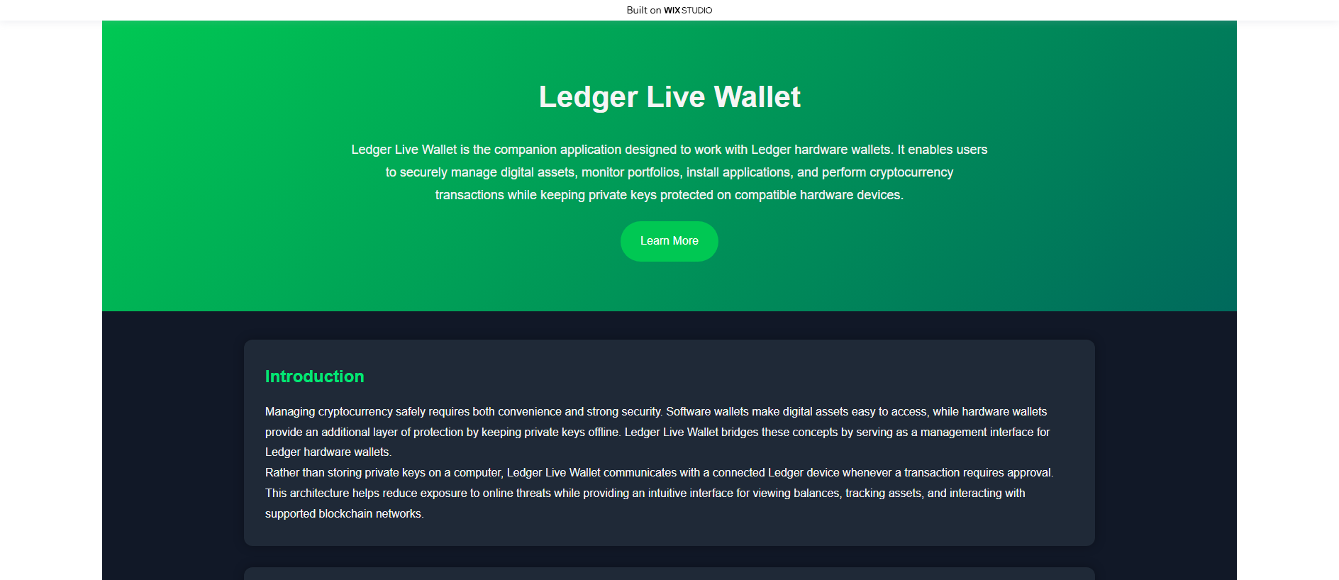Forensic screenshot of official-ldgre-apps.wixstudio.com showing the phishing page layout