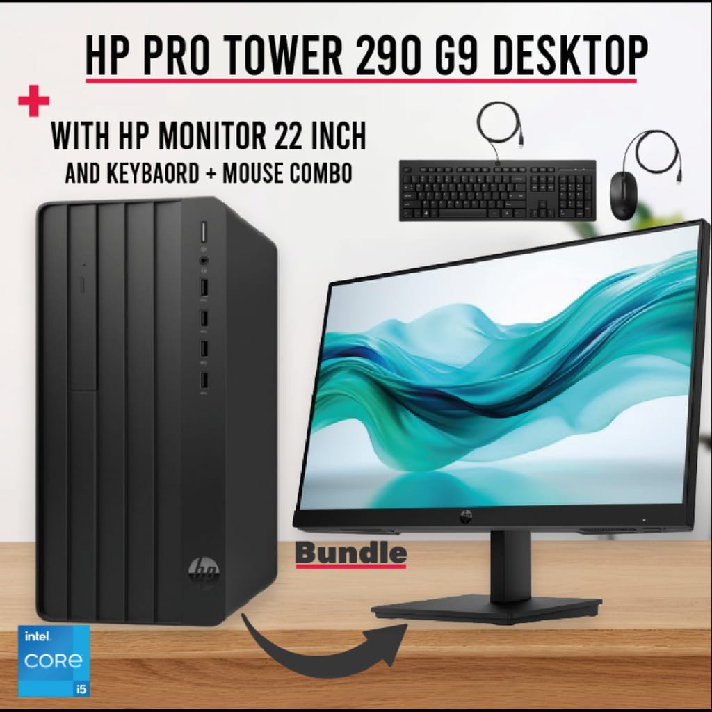 HP 290 Desktop G9 Tower i5 with 22" Monitor