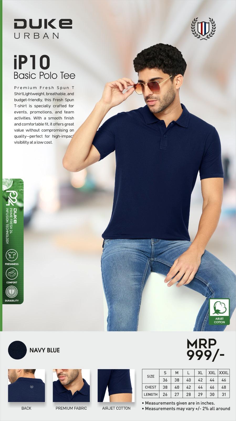 Duke iP10 Basic Polo Tee - Navy Blue