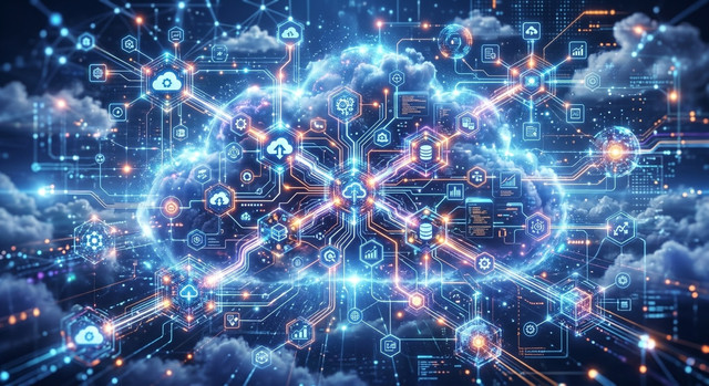 Image of interconnected applications in a cloud