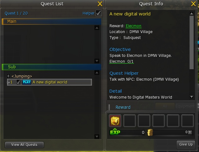 Requisitos da quest - Falar com Elecmon