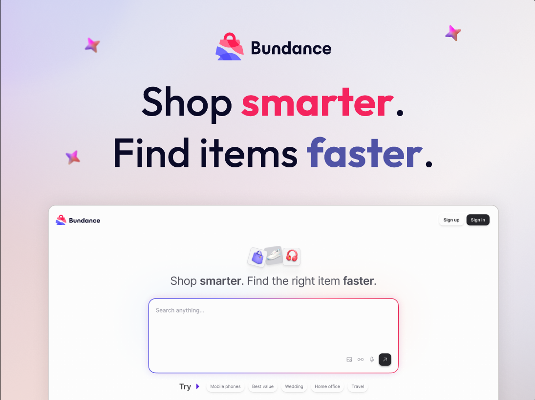 Bundance shop smarter and find items faster interface