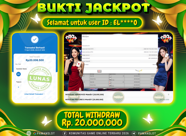 Selamat kepada Member PAMANSLOT Live Games EVO-Japanese Speed Blackjack B : EL****O