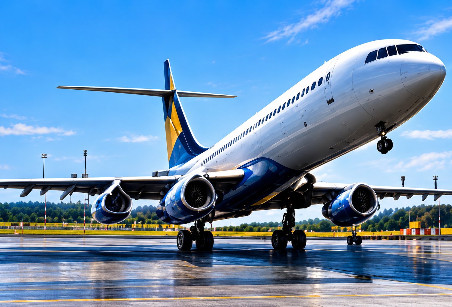Vliegtuig op de luchthaven voor luchthavenvervoer