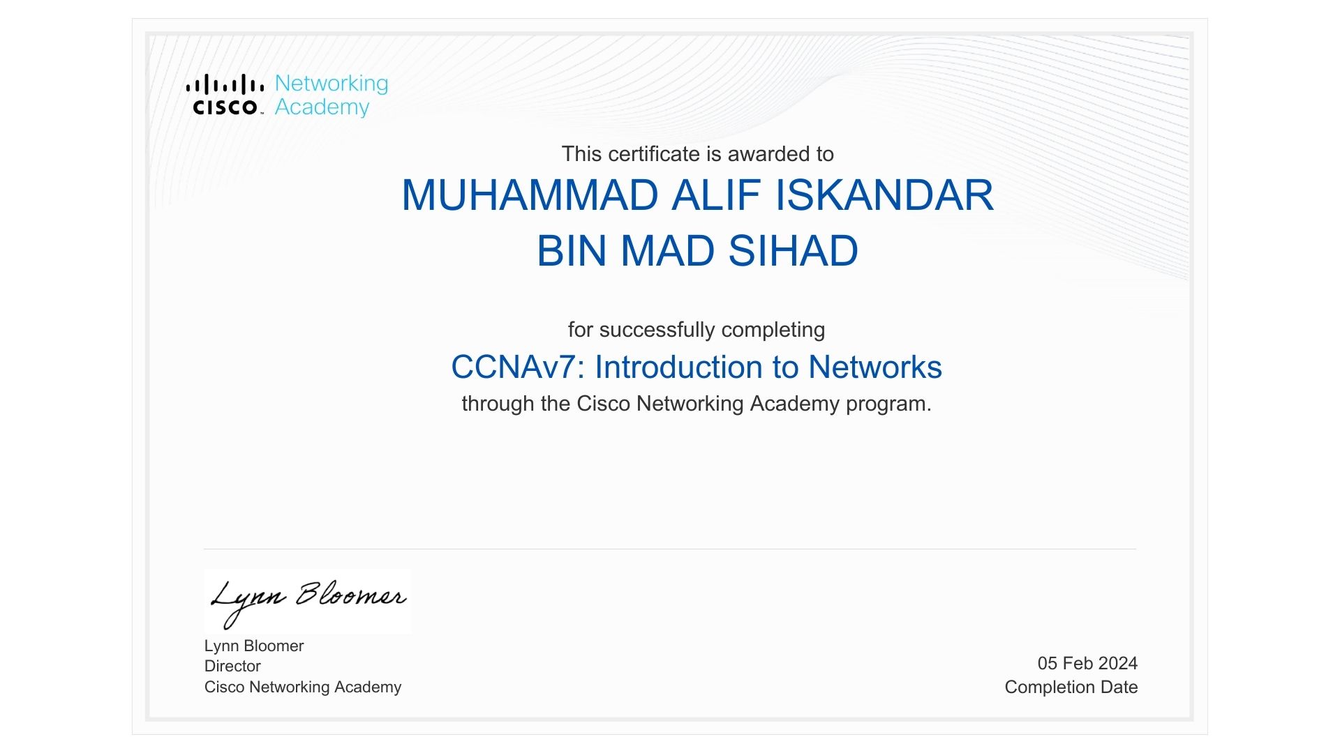 CCNAv7 Certificate