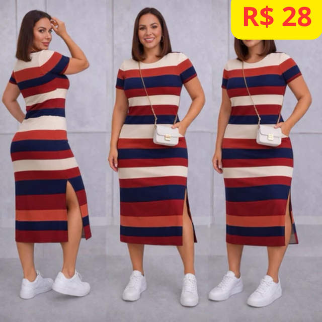 Vestido MIDI Envio Rápido Bolso Fendas Laterais Moda Evangélica.l viscoLycra Premium, Conforto Elegância em uma peça