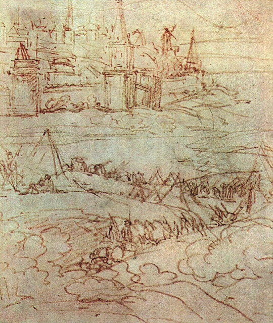 Пейзаж с военным лагерем под Смоленском Эскиз фона к портрету Багратиона 1816