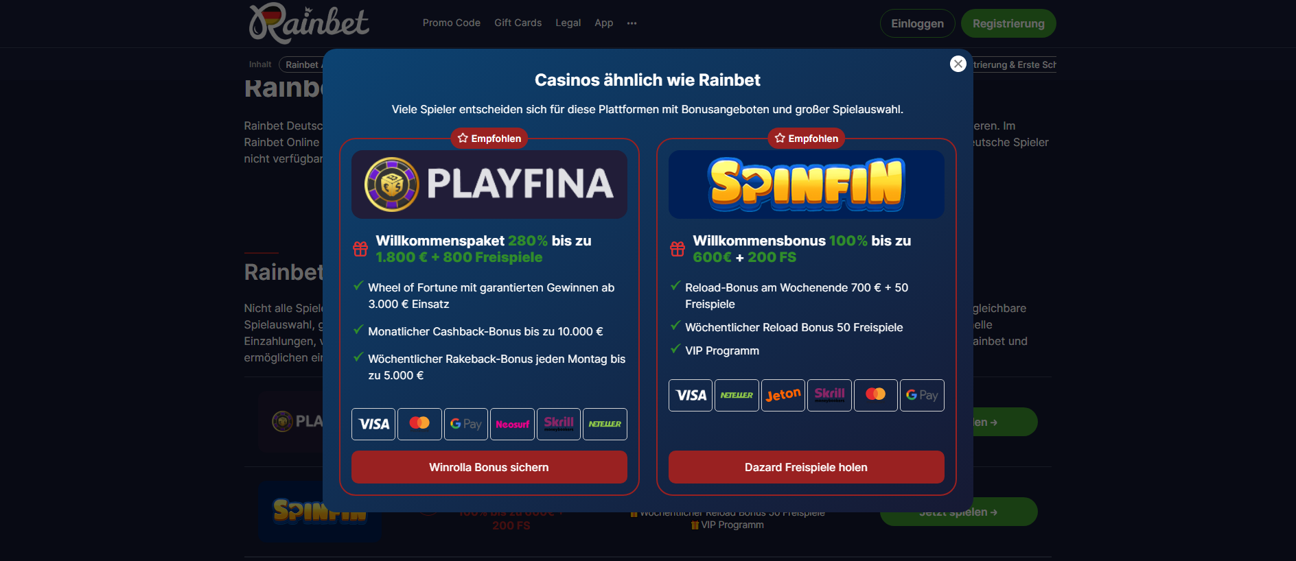 Stored capture of rainbet-online.de