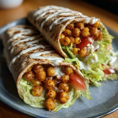 Spicy Chickpea Wrap with Tahini Sauce: Quick Vegan Lunch Delight
