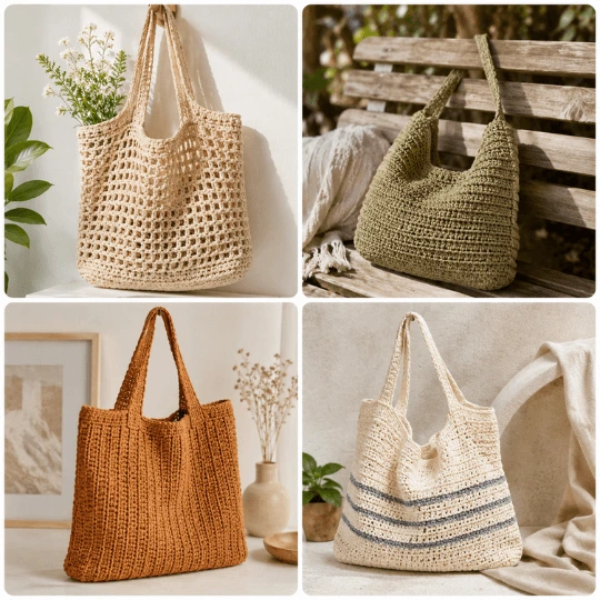 Mosaico de ecobags de crochet
