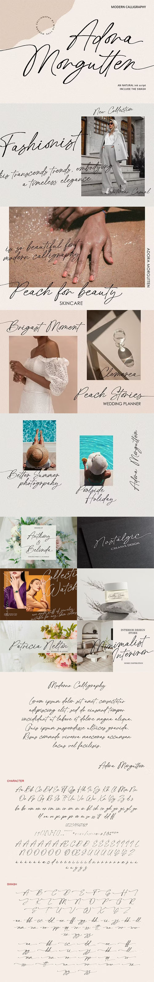Adora Morgutten - Natural Ink Calligraphy Font