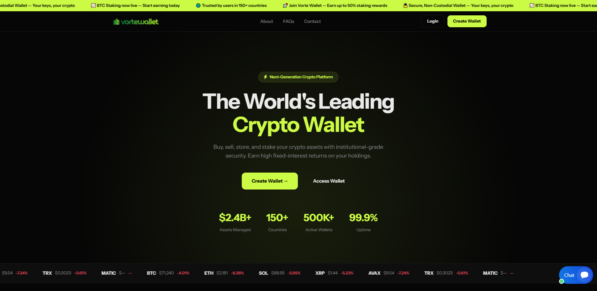 Screenshot of vortewallet.com